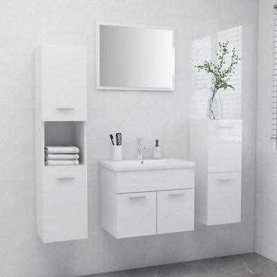 Berkfield Bathroom Furniture Set High Gloss White Engineered Wood Price Comparisons | Compare The Build