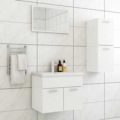 Berkfield Bathroom Furniture Set High Gloss White Engineered Wood Price Comparisons | Compare The Build
