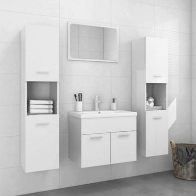 Berkfield Bathroom Furniture Set High Gloss White Engineered Wood Price Comparisons | Compare The Build