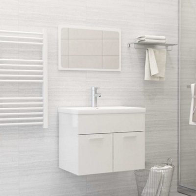 Berkfield Bathroom Furniture Set High Gloss White Engineered Wood Price Comparisons | Compare The Build