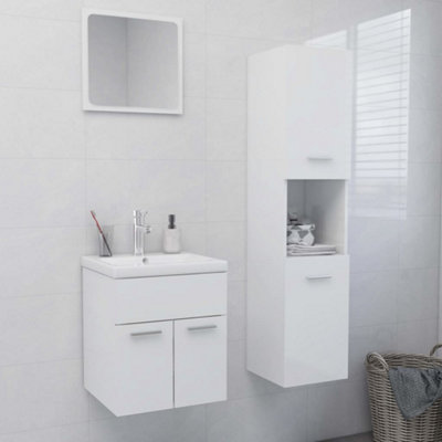 Berkfield Bathroom Furniture Set High Gloss White Engineered Wood | DIY ...