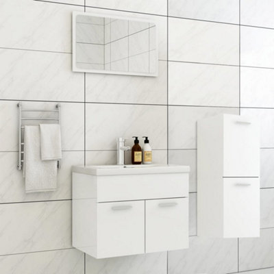 Berkfield Bathroom Furniture Set High Gloss White Engineered Wood Price Comparisons | Compare The Build