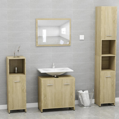 Berkfield Bathroom Furniture Set Sonoma Oak Engineered Wood Price Comparisons | Compare The Build