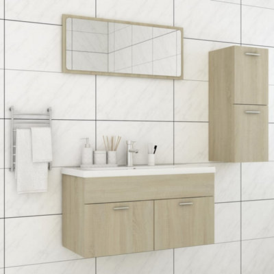 Berkfield Bathroom Furniture Set Sonoma Oak Engineered Wood Price Comparisons | Compare The Build