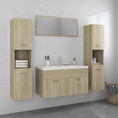 Berkfield Bathroom Furniture Set Sonoma Oak Engineered Wood Price Comparisons | Compare The Build