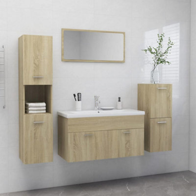 Berkfield Bathroom Furniture Set Sonoma Oak Engineered Wood Price Comparisons | Compare The Build