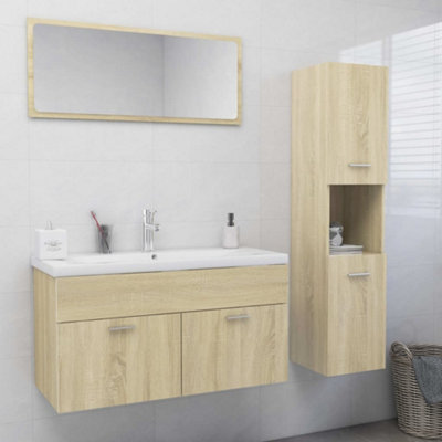 Berkfield Bathroom Furniture Set Sonoma Oak Engineered Wood Price Comparisons | Compare The Build