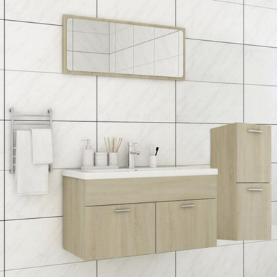 Berkfield Bathroom Furniture Set Sonoma Oak Engineered Wood Price Comparisons | Compare The Build