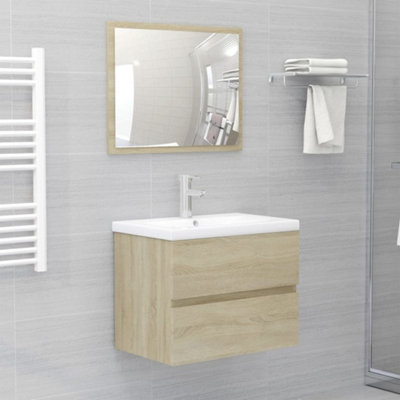 Berkfield Bathroom Furniture Set Sonoma Oak Engineered Wood Price Comparisons | Compare The Build