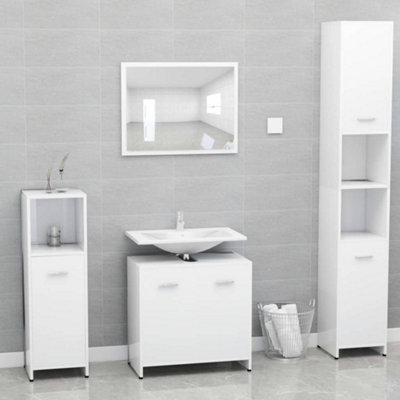 Berkfield Bathroom Furniture Set White Engineered Wood Price Comparisons | Compare The Build