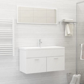 Berkfield Bathroom Furniture Set White Engineered Wood