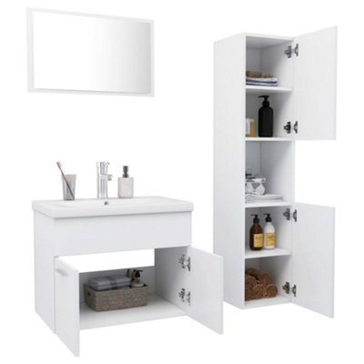 Berkfield Bathroom Furniture Set White Engineered Wood
