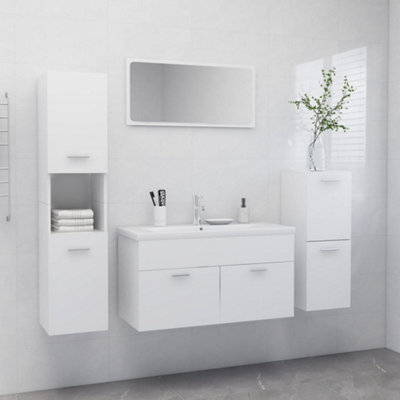 Berkfield Bathroom Furniture Set White Engineered Wood | DIY at B&Q