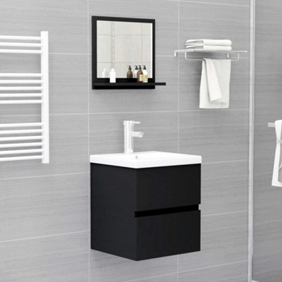 Berkfield Bathroom Mirror Black 40x10.5x37 cm Engineered Wood