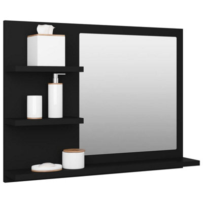 Berkfield Bathroom Mirror Black 60x10.5x45 cm Engineered Wood
