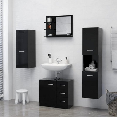 Berkfield Bathroom Mirror Black 60x10.5x45 cm Engineered Wood