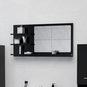 Berkfield Bathroom Mirror Black 90x10.5x45 cm Engineered Wood