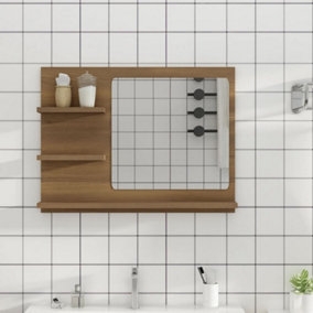 Berkfield Bathroom Mirror Brown Oak 60x10.5x45 cm Engineered Wood