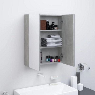 Berkfield Bathroom Mirror Cabinet 60x15x75 cm MDF Concrete Grey Price Comparisons | Compare The Build