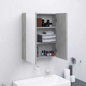 Berkfield Bathroom Mirror Cabinet 60x15x75 cm MDF Concrete Grey