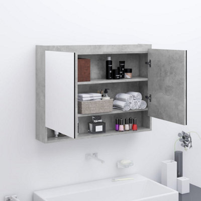 Berkfield Bathroom Mirror Cabinet 80x15x60 cm MDF Concrete Grey Price Comparisons | Compare The Build