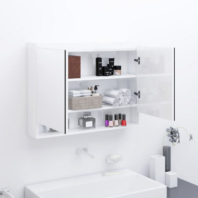 Berkfield Bathroom Mirror Cabinet 80x15x60 cm MDF Shining White | DIY ...