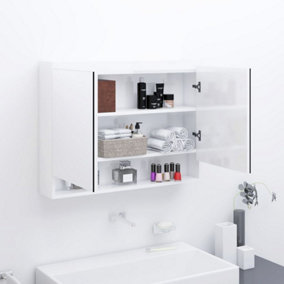 Berkfield Bathroom Mirror Cabinet 80x15x60 cm MDF Shining White