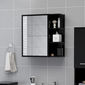 Berkfield Bathroom Mirror Cabinet Black 62.5x20.5x64 cm Engineered Wood