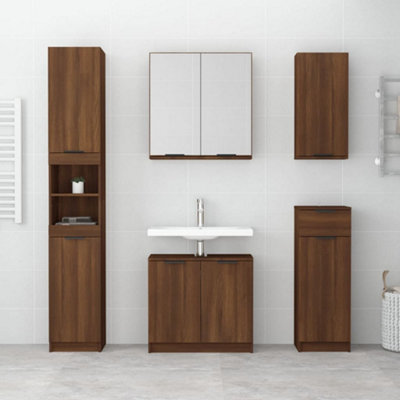 Berkfield Bathroom Mirror Cabinet Brown Oak 64x20x67 cm