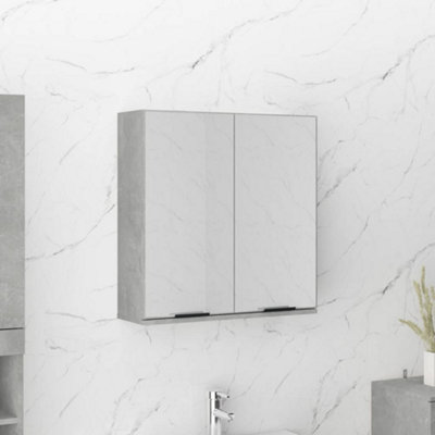 Berkfield Bathroom Mirror Cabinet Concrete Grey 64x20x67 cm Price Comparisons | Compare The Build