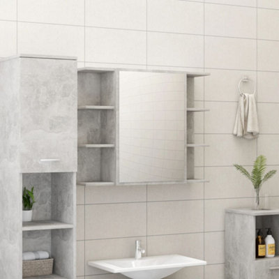 Berkfield Bathroom Mirror Cabinet Concrete Grey 80x20.5x64 cm Engineered Wood Price Comparisons | Compare The Build