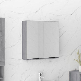 Berkfield Bathroom Mirror Cabinet Grey Sonoma 64x20x67 cm