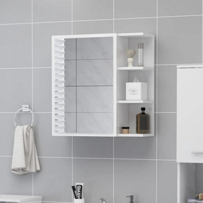 Berkfield Bathroom Mirror Cabinet High Gloss White 62.5x20.5x64 cm Engineered Wood Price Comparisons | Compare The Build