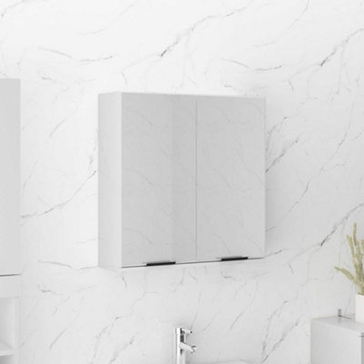 Berkfield Bathroom Mirror Cabinet High Gloss White 64x20x67 cm