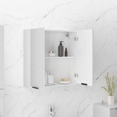 Berkfield Bathroom Mirror Cabinet High Gloss White 64x20x67 cm