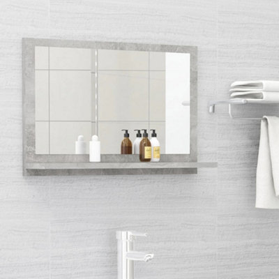 Berkfield Bathroom Mirror Concrete Grey 60x10.5x37 cm Engineered Wood