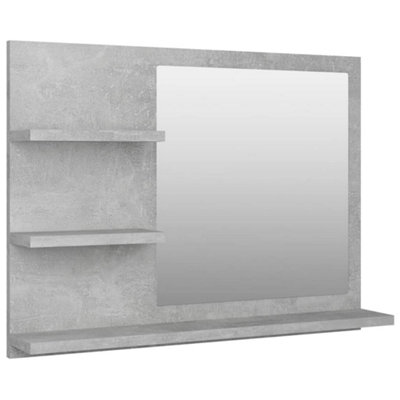 Berkfield Bathroom Mirror Concrete Grey 60x10.5x45 cm Engineered Wood