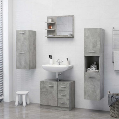 Berkfield Bathroom Mirror Concrete Grey 60x10.5x45 cm Engineered Wood