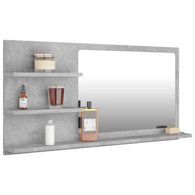 Berkfield Bathroom Mirror Concrete Grey 90x10.5x45 cm Engineered Wood
