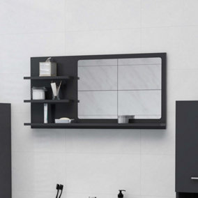Berkfield Bathroom Mirror Grey 90x10.5x45 cm Engineered Wood