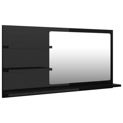 Berkfield Bathroom Mirror High Gloss Black 90x10.5x45 cm Engineered Wood
