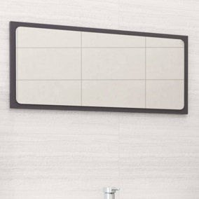 Berkfield Bathroom Mirror High Gloss Grey 80x1.5x37 cm Engineered Wood