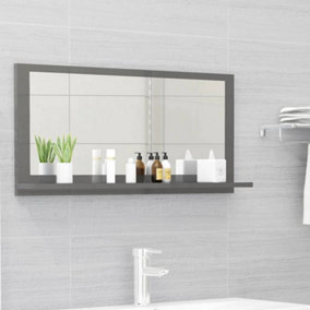 Berkfield Bathroom Mirror High Gloss Grey 80x10.5x37 cm Engineered Wood