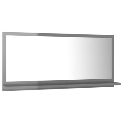 Berkfield Bathroom Mirror High Gloss Grey 80x10.5x37 cm Engineered Wood