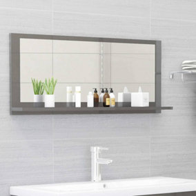 Berkfield Bathroom Mirror High Gloss Grey 90x10.5x37 cm Engineered Wood