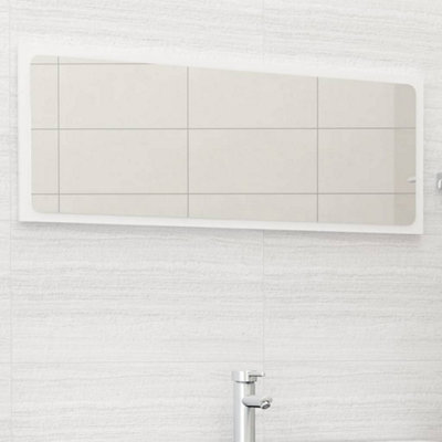 Berkfield Bathroom Mirror High Gloss White 100x1.5x37 cm Engineered Wood Price Comparisons | Compare The Build