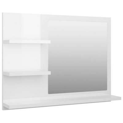 Berkfield Bathroom Mirror High Gloss White 60x10.5x45 cm Engineered Wood