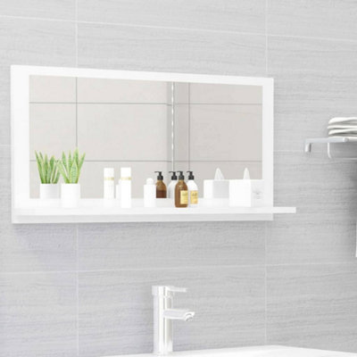 Berkfield Bathroom Mirror High Gloss White 80x10.5x37 cm Engineered Wood Price Comparisons | Compare The Build