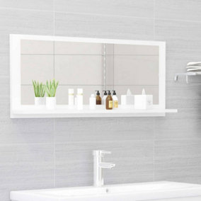 Berkfield Bathroom Mirror High Gloss White 90x10.5x37 cm Engineered Wood