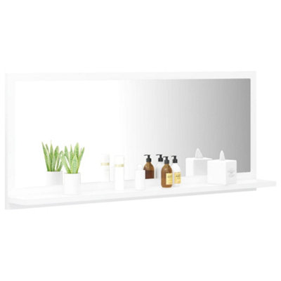 Berkfield Bathroom Mirror High Gloss White 90x10.5x37 cm Engineered Wood